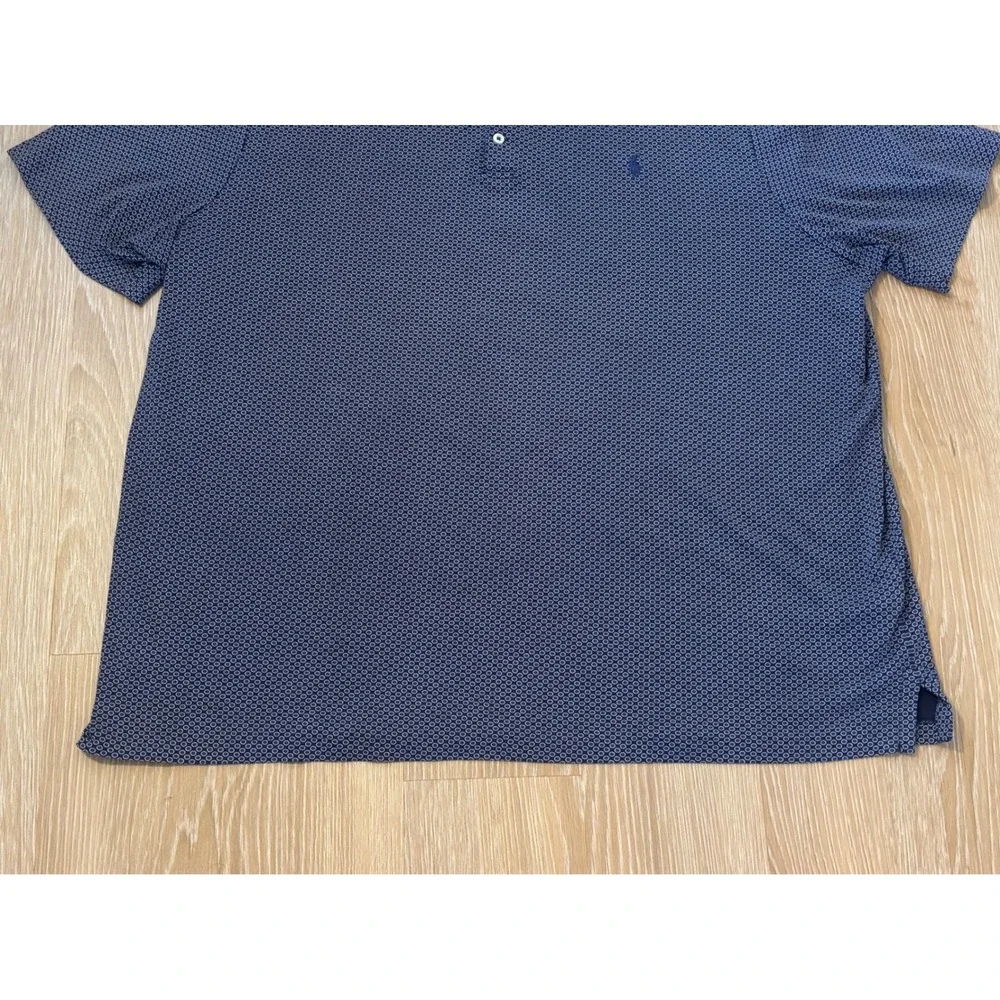 Polo Ralph Lauren Mens XXL Classic Fit Navy Blue Geometric Circle Polo Shirt